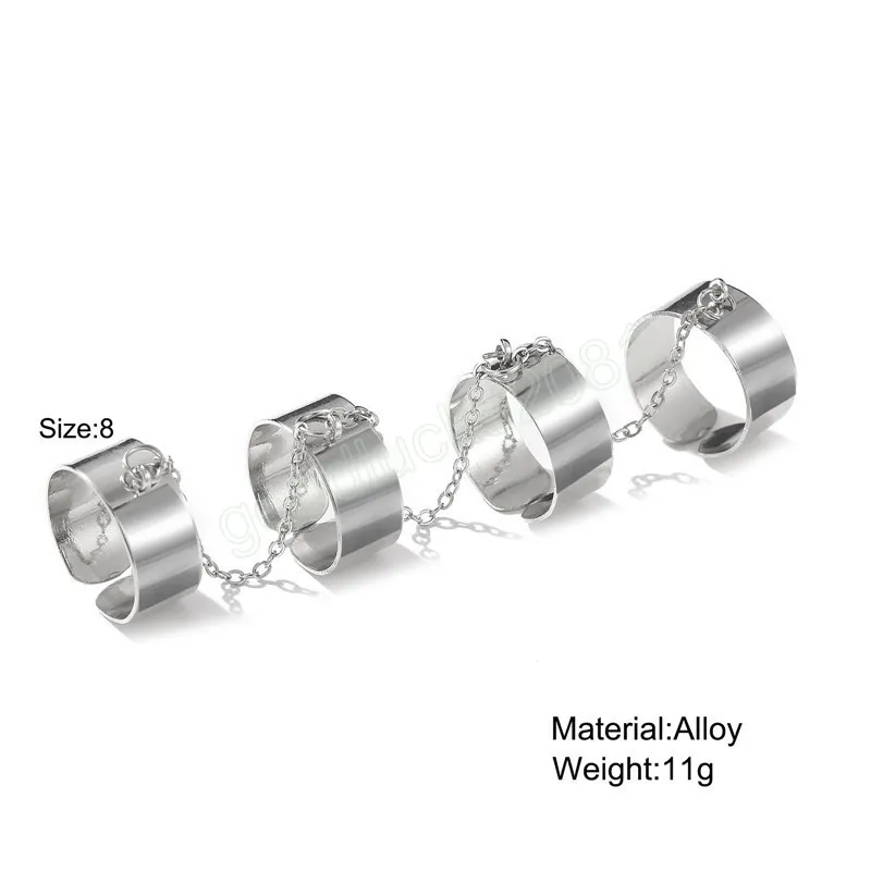 Крутая хипхоп-цепное кольцо многослойное регулируемое открытые кольца для пальцев набор сплавных колец для женских вечеринок подарки