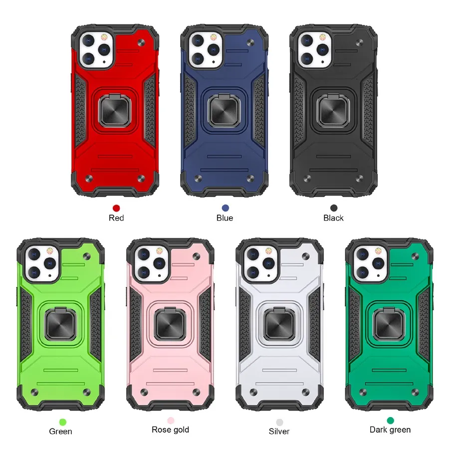 Mobile Phone Protective Cases For iPhone 14 Plus Pro Max 13 12 Series 11 Xs Max Anti-shock CellPhone Cover with Kickstand Magnetic Car Holder 7 Colors DHL