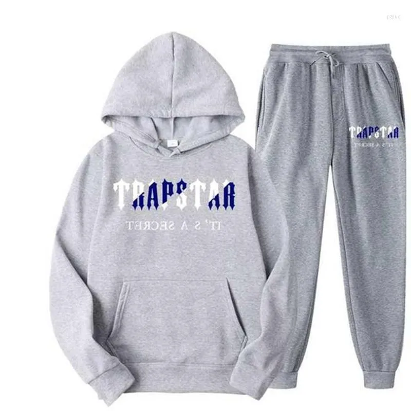 Men's T -skjortor 2023 Märke tryckt sportkläder Män 15 färger varma två stycken Set Loose Hoodie Sweatshirt Pants Jogging