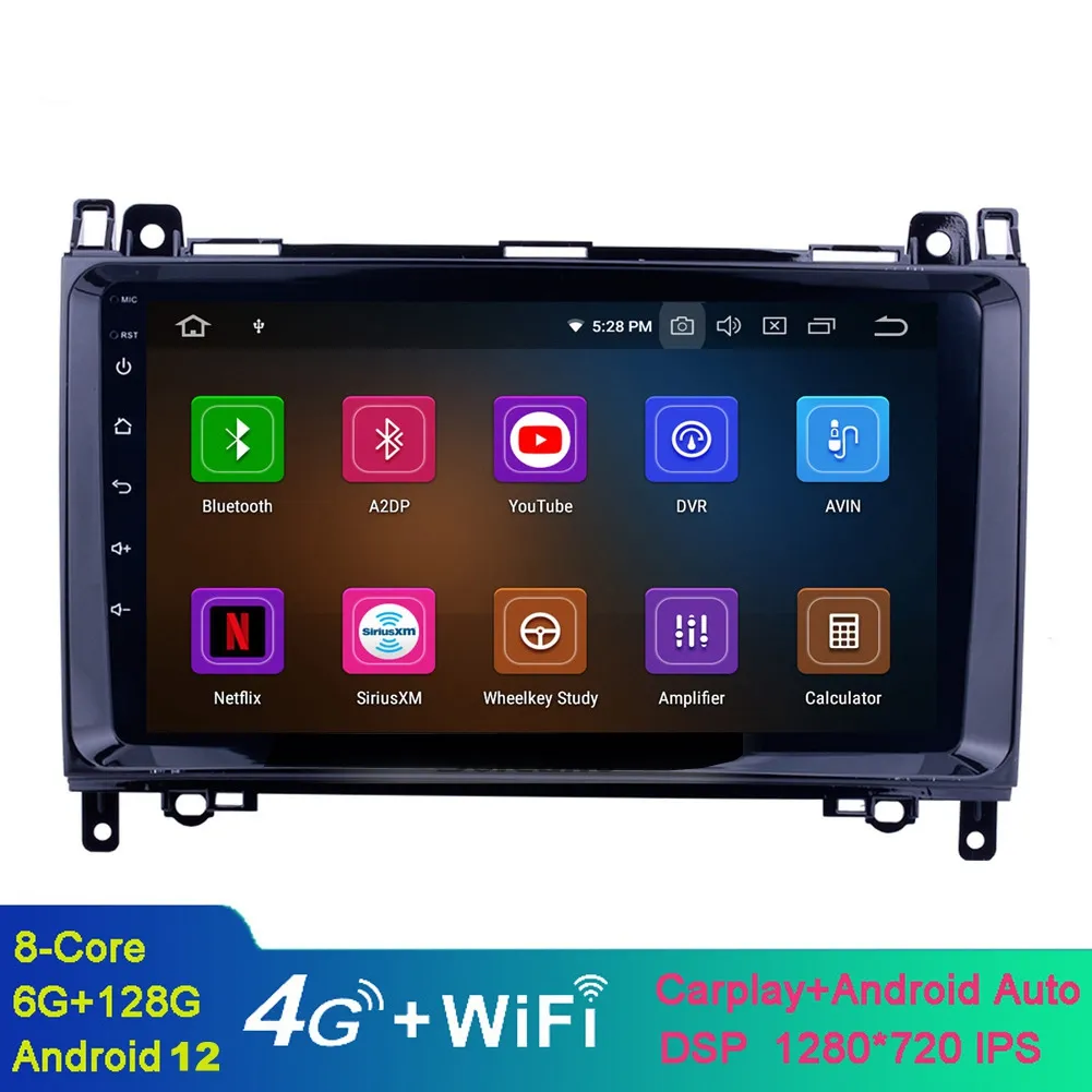 9 tum Android-bilvideo eftermarknadsradio för VW Volkswagen Crafter 2000-2015 med Bluetooth Music WiFi Support OBD II