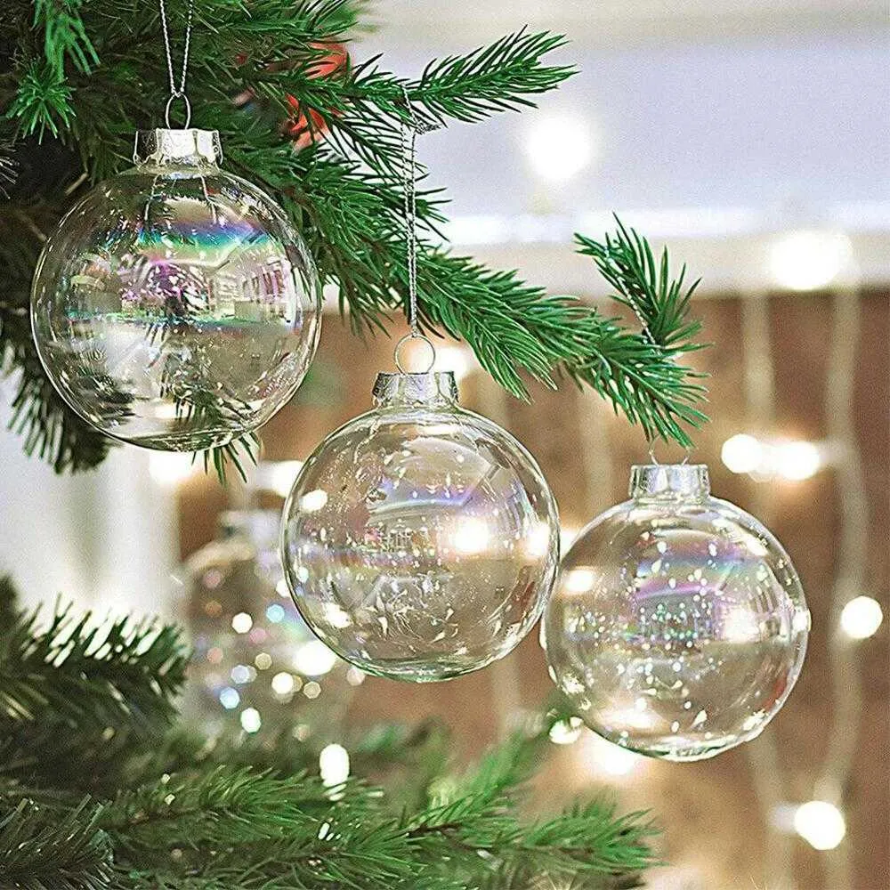 Glass Hanging Ball Ornaments Iridescent Baubles For Christmas Tree