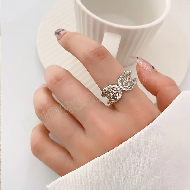 Anel de cristal de borboleta da moda para mulheres amantes mulheres garotas joias do presente de jóias femininas anéis femininos