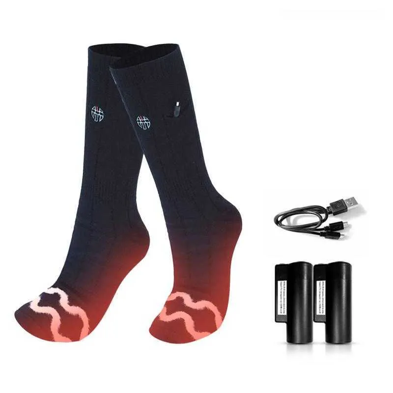 Chaussettes pour hommes Ski extérieur chauffage électrique laine d'absinthe lavable avec 3 niveaux de réglage de la température Y2209