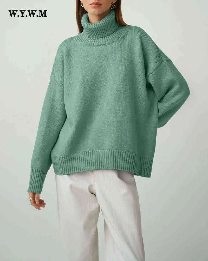 Swetry damskie WYWM Zima Turtle Szyjka Sweter Kobiety 2022 NOWOŚĆ ELEGANT GRYCH SWEATER SWEATER LUSE Podstawowe leniwe slungel dzianinowy skoczek J220915