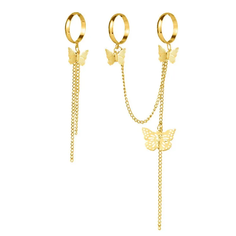 Set di anelli vintage a forma di farfalla con dito color oro e argento le donne, con ciondoli, anello da donna, regalo di gioielli con geometria alla moda
