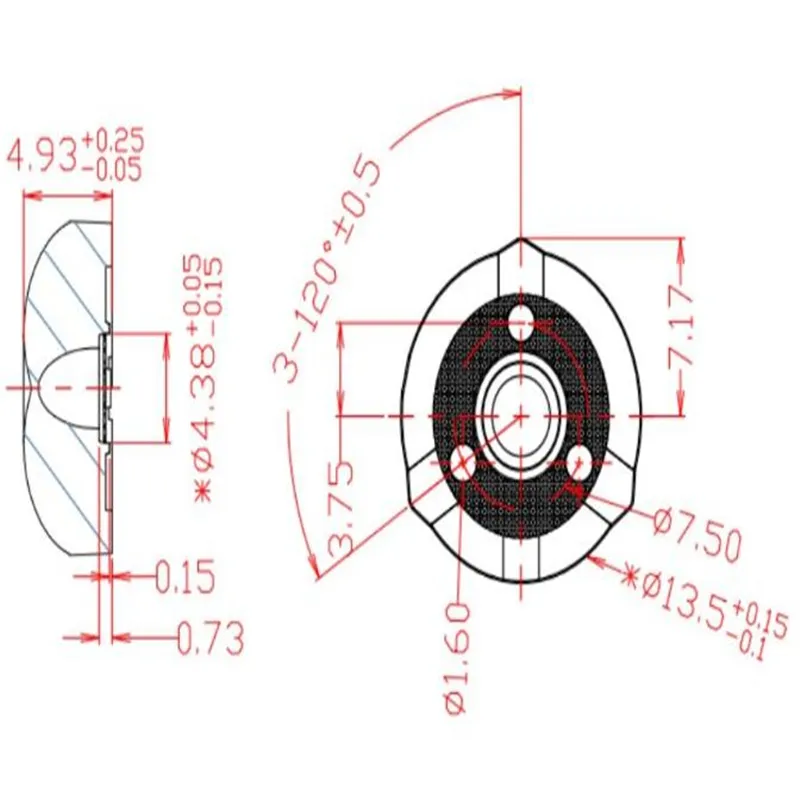 その他の照明アクセサリパネルライトレンズ13.5x4.93mm 180 degree