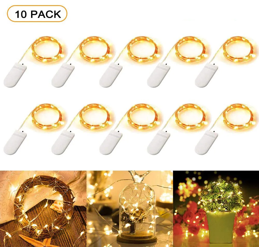 10st LED Fairy String Lights Battery Operated LED Copper Wire Outdoor Waterproof Bottle Light For Bedroom Decor