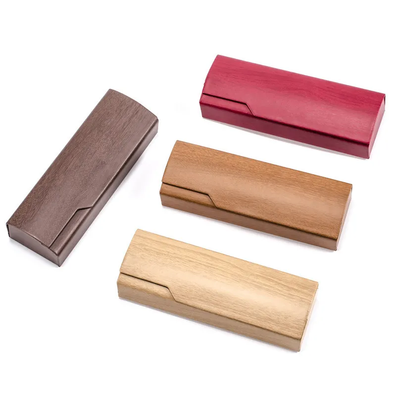 Wood Grain Glasses Case Solid Color High-End Sunglasses Case Leather Storage Box