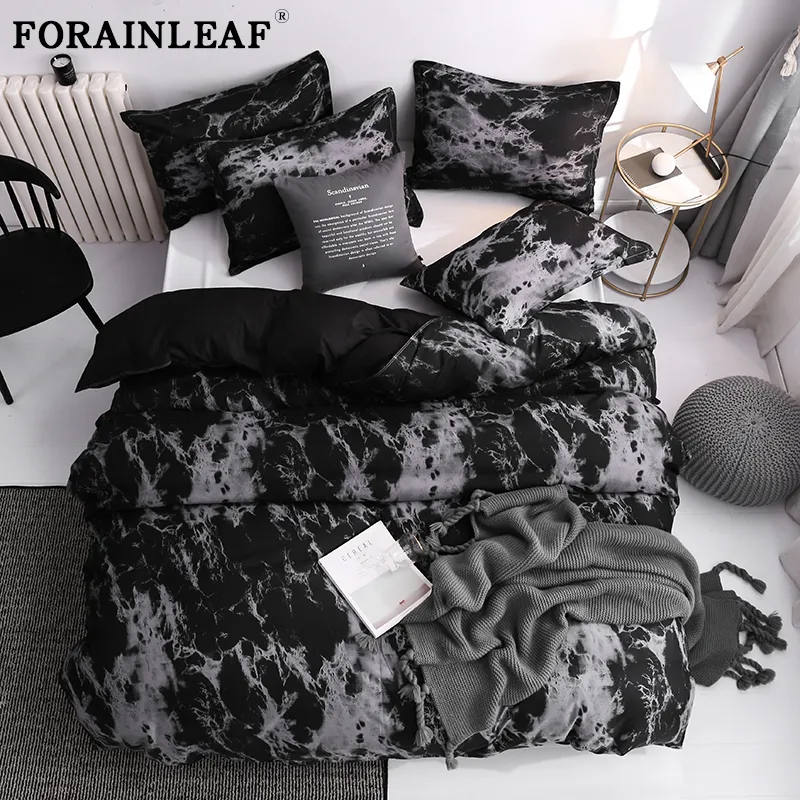 Bedding sets Stone Duvet Cover Set Leopard Geometric Print Luxury Black Pillowcase Quilt Funda Edredon 200X200 King 220922