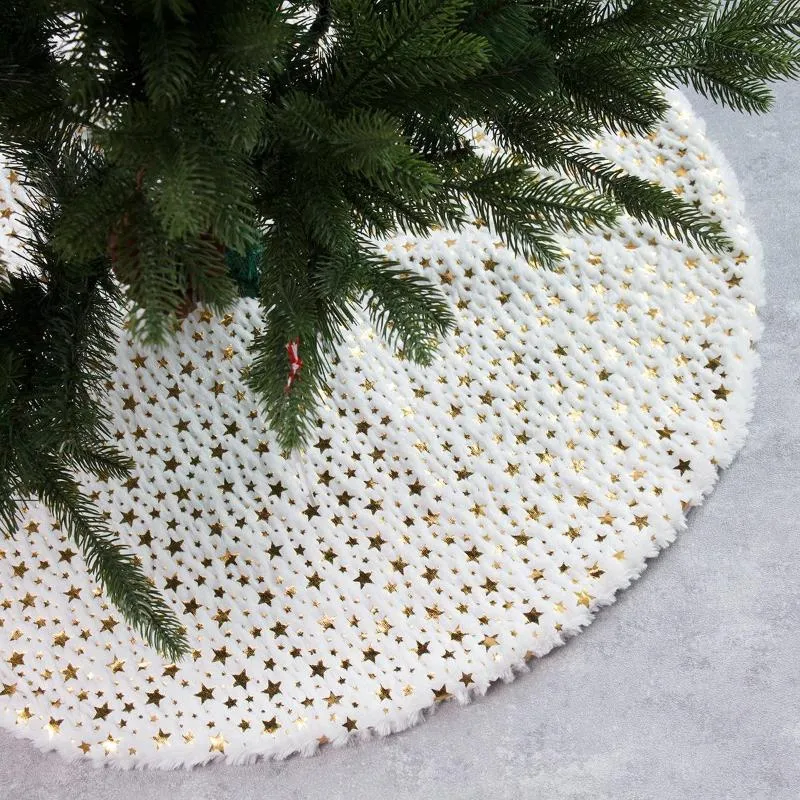 Noel Süslemeleri Süsler Beş yıldızlı baskılı peluş ağaç etek beyaz dekore edilmiş