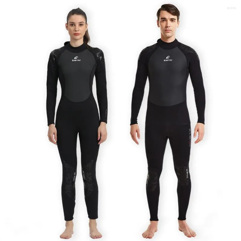 Kadın Mayo 3mm Neopren Wetsuit Bayanlar Tek Parça Sörf Takım Erkekler Soğuk Sıcak Uzun Kollu Şnorkel Suyu Spor Sörf Sörf 2022