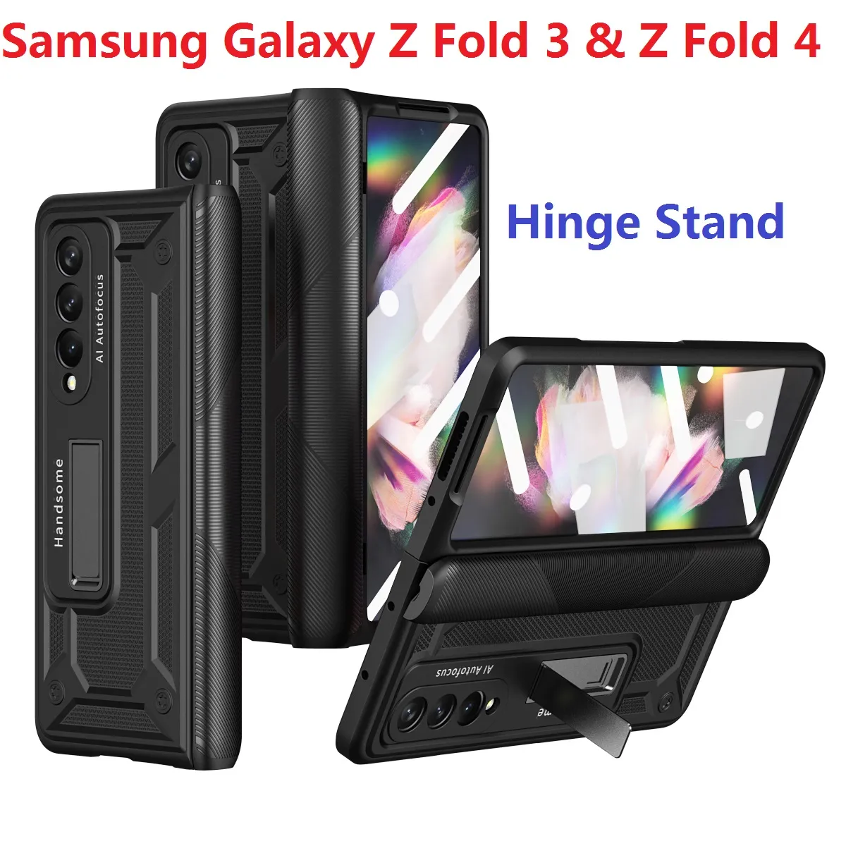 Obudowy zawiasu dla Samsung Galaxy Z Fold 2 Kolor 3 Z Fold 4 Case Glass Film Ecran Protection Hard Stand Cover