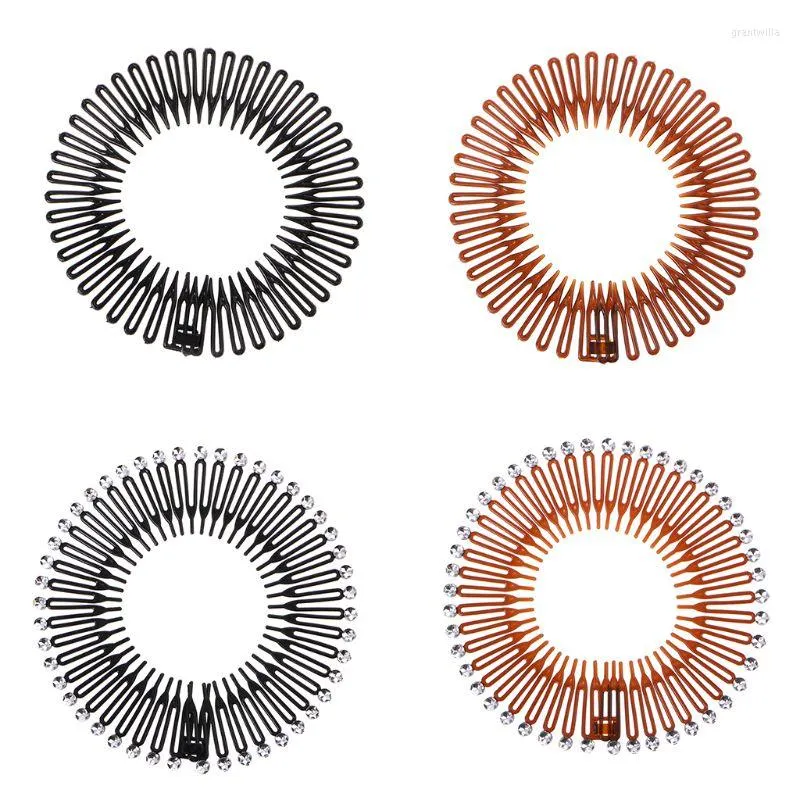 Pinzas para el pelo 5 unids/lote lindo plástico círculo completo estiramiento Flexible peine dientes diadema Clip