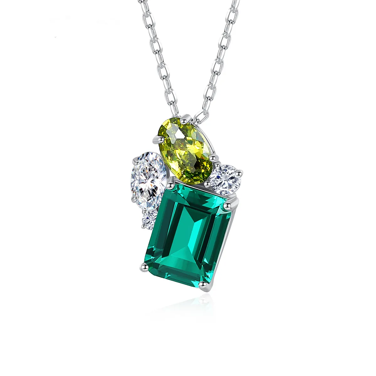 Prachtige romantische Emerald Gemstone S925 Silver hanger ketting Vrouwen sieraden Koreaans mode temperament ketting trouwfeestje