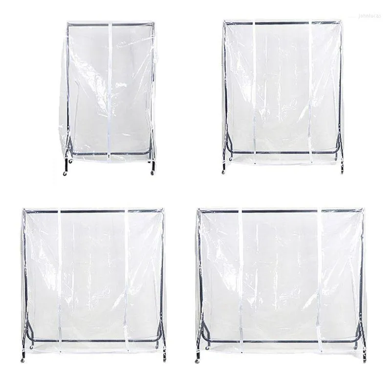 Clothing Storage 77JF Clear Waterproof Dustproof Zip Clothes Rail Cover Rack Protector Bag Hanging Garment Suit Coat