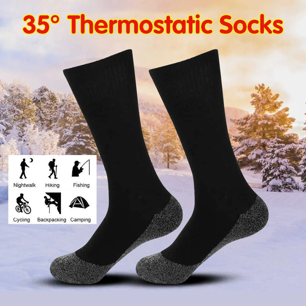 Men's Socks 1Pair Winter Self-Heating Thermal Heated Soft Elastic Thicken Anti-Slip For Women Men for Adults Outdoor Y2209