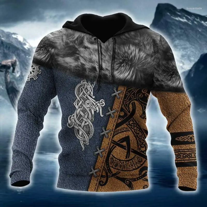 Męskie bluzy męskie bluzy Viking Armour Unisex 3D Print Autumn Fashion Sport Hoodie Spring Casual Streetwear Zip Hooded 5xl