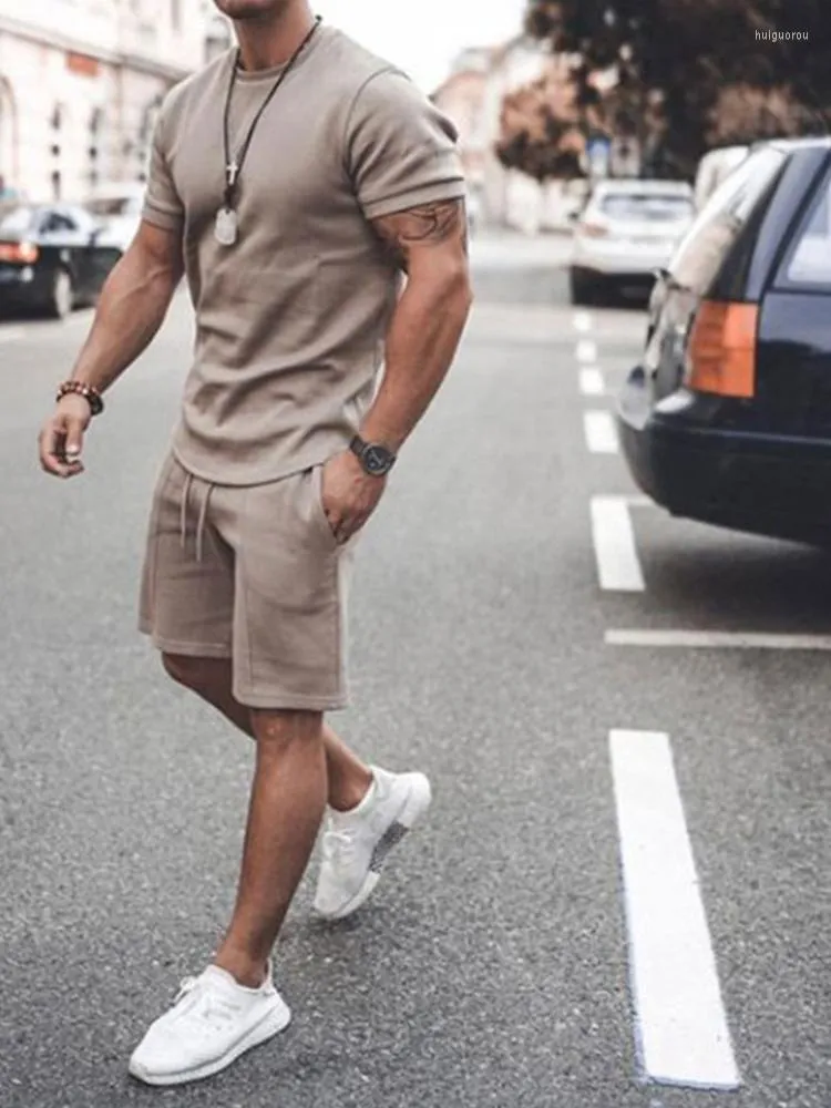 Men's Tracksuits Men's Nice Men Summer Casual Shorts Sets Short Sleeve TShirt Tracksuit Set Round Collar Brand Clothing 2 Pieces