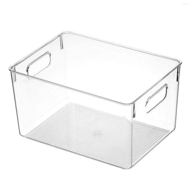 Garrafas de armazenamento 4pcs Clear Pantry Organizer Bins Housedod Plastic Food Basket com alças de recorte para bancadas da cozinha #2022