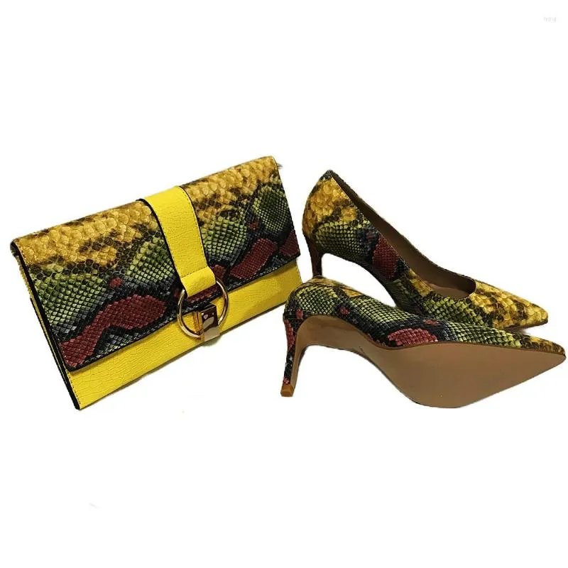 Dress Shoes WENZHAN Selling High Heel Snake Printed Leather 12cm Women Pumps With Matching Clutch Bags Sets 36-42 811-4