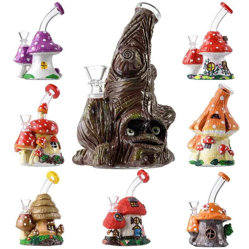 3D Glass Handgjorda vattenpipa 14mm kvinnliga fogbägare bong mini liten halloween svamp stil vattenrör unika bongs duschhuvud percolator olje dabb riggar