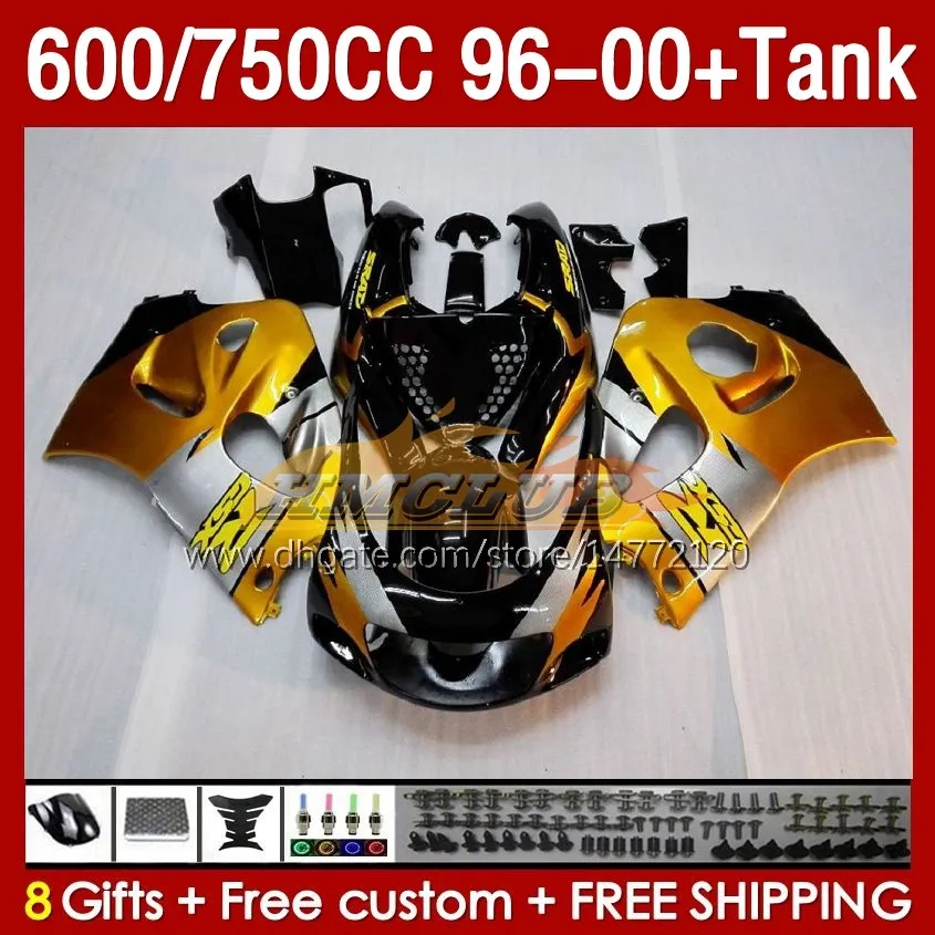 Fairings & Tank For SUZUKI SRAD GSXR 600 750 CC 600CC 750CC 96-00 Body 156No.2 GSXR750 GSXR-600 GSXR600 96 97 98 99 00 GSX-R750 1996 1997 1998 1999 2000 Fairing golden black