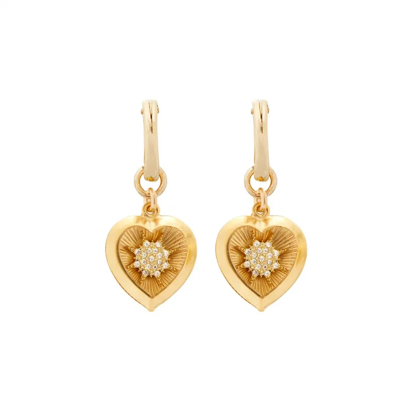 Rétro Or Couleur Stud Zircon Soleil Amour Boucles D'oreilles Femme Français Ins Niche Design Tempérament Mode All-Match Bijoux Accessoires