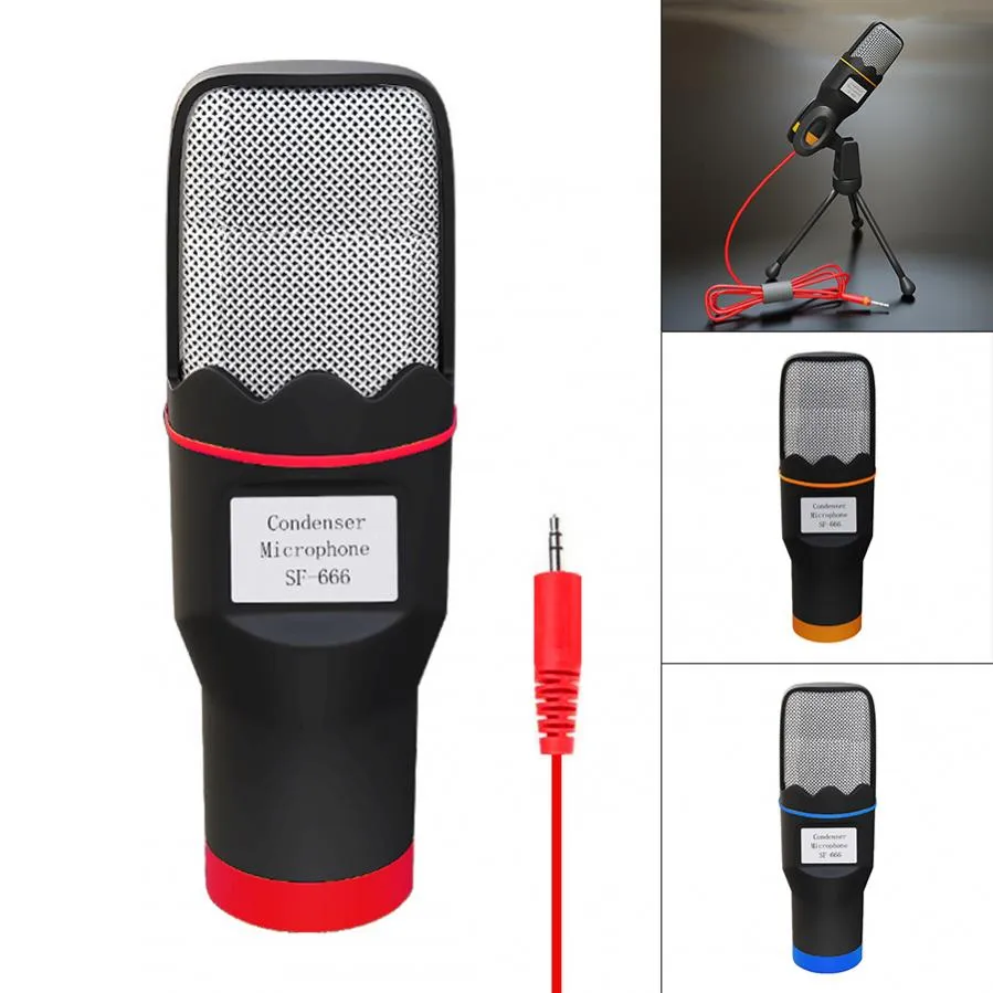 Condenser Microphone 3.5mm Plug Home Stereo Mic Desktop Tripod Studio for PC Video Skype Chatting Gaming Podcast Recording