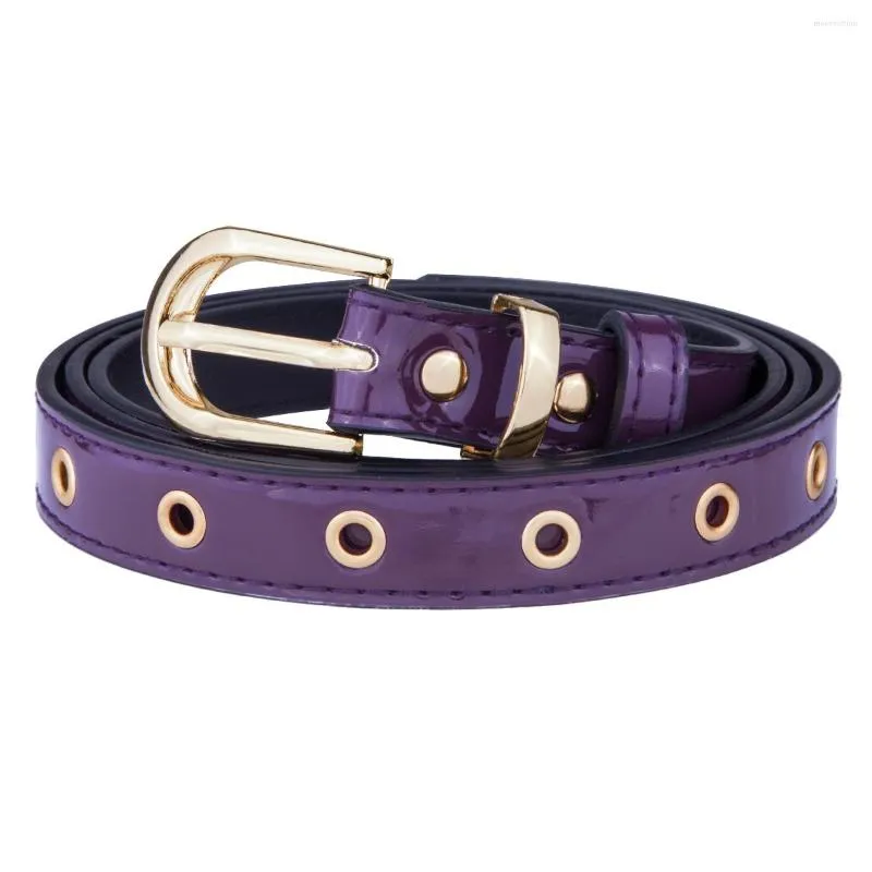 Belts Hip Hop Punk Black Patent Leather Ladies Thin Designer Adjustable Waistband Golden Pin Buckle Belt For Unisex
