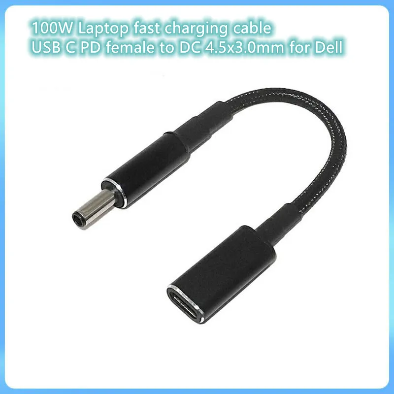 Consumeren elektronica oplader kabel 100W USB Type C vrouwelijk snel opladen voor Dell Inspiron 11 13 14 15 3000-7000 serie Vostro 5502 5401 USB-C naar 4.5X3.0mm adapter