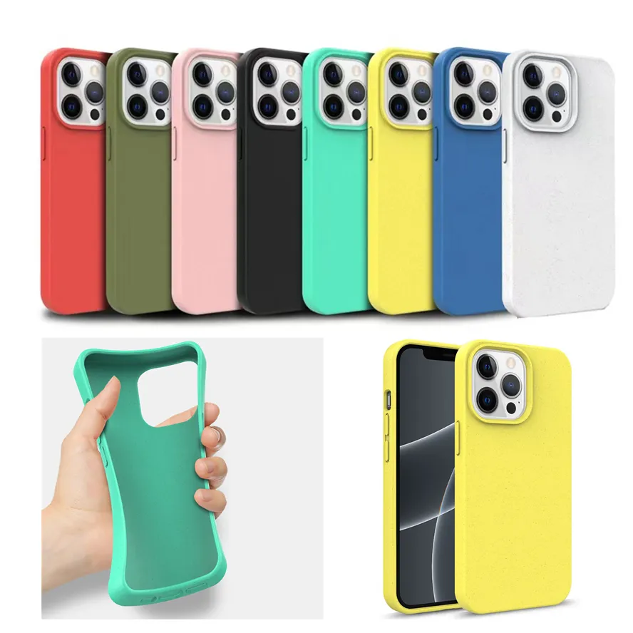 Wheat Straw Cell Phone Cases Anti - fall Drop Environmental Protection TPU Mobile Phones Case for Apple iPhone 11 12 13 14 Plus Pro Max Back Cover