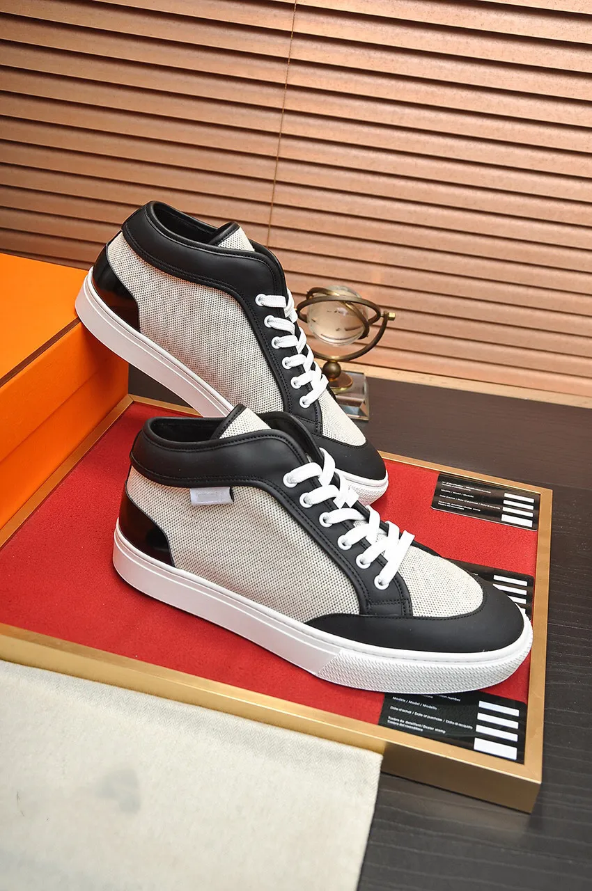 Lyxiga varum￤rken m￤n kalvskinn l￤der gancini sneakers skor gummi ensam sn￶rning man mesh skateboard promenad chunky plattform ensamma tr￤nare eu38-45