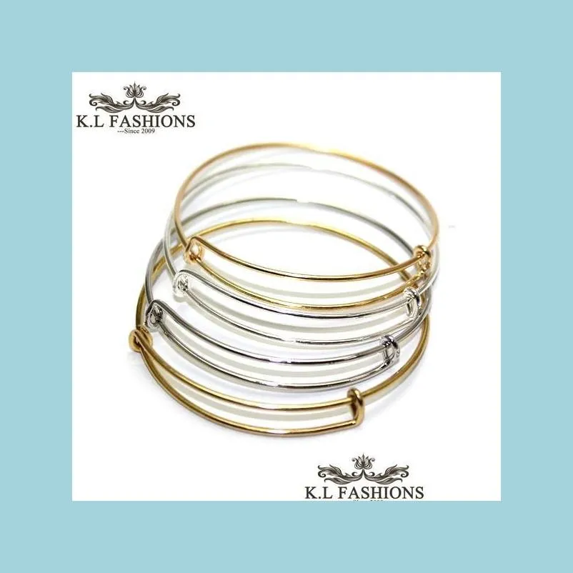 Bangle New Fashion Sier Bracciale rigido in filo d'oro per fai da te che borda piccolo fascino espandibile Usa Accessori alla moda all'ingrosso Dr Lulubaby Dhc6U