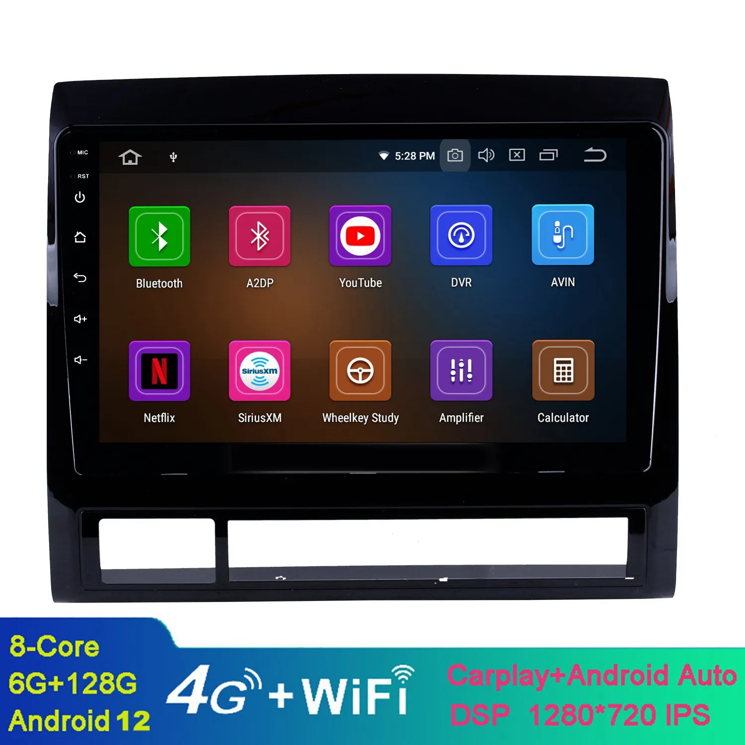 R￡dio de v￭deo de carro Android de 9 polegadas para 2005-2013 Toyota Tacoma / Hilux America vers￣o com Bluetooth WiFi Support SWC OBD II