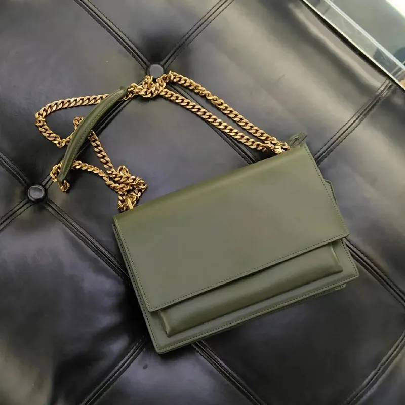 Designer Sunset fourre-tout Smooth Smooth Leather Brand WOC avec une enveloppe à anneau clé multifonction sac à main Chaîne de volets pour femmes