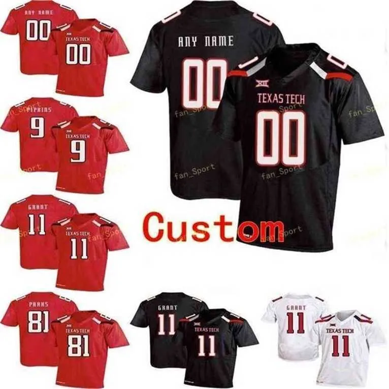 Maillots Sj NCAA College Texas Tech 10 Alen Bowman 11 Derrick Willies 11 Jakeem Grant 12 Colt Garrett 84 Erik Ezukanma Football personnalisé cousu