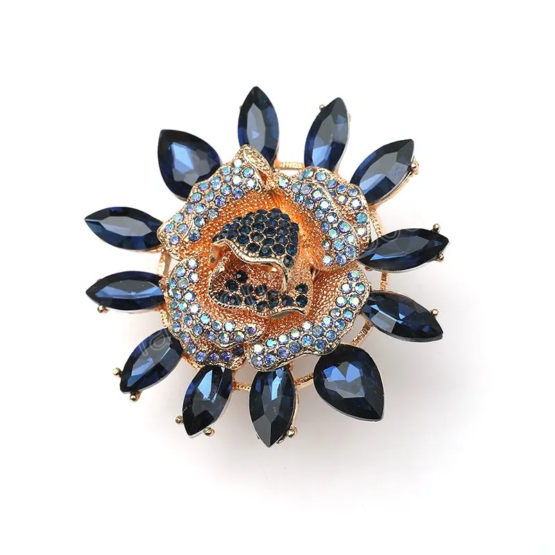 Anello di lusso grande girasole le donne Boho rosso blu champagne colore zircone anello di cristallo insolito regalo di nozze da sposa