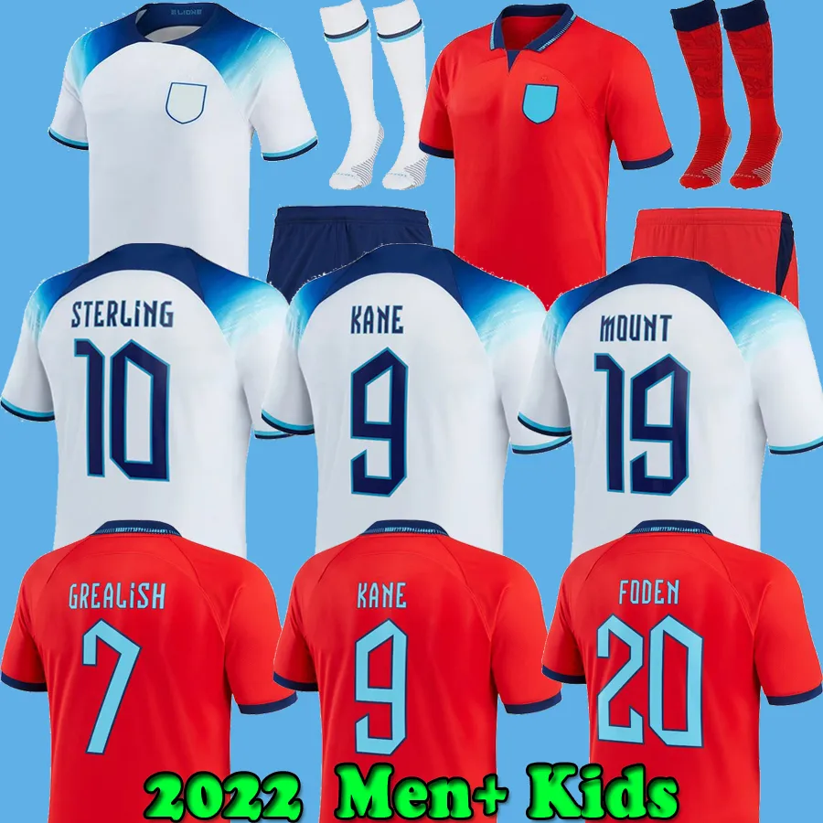 2022 Kane Sterling Soccer Jerseys Rashford Sancho Mount Grealish Foden Henderson Maguire Inglaterra 22 23 Camisa de futebol Men Kit Women Women 2023 Treinamento 3xl Meias