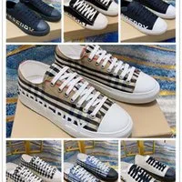 Designer Striped Vintage Sneaker Men Women plaid logo printed cotton sneakers Platform Casual Shoes Season Shades Flats Trainers Brand Classic Outdoor Shoe aa1