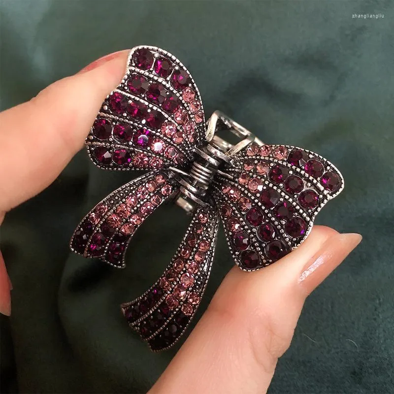 Klipsy do włosów MUYLINDA Modna Rhinestone Bowknot Claw Klip Elegancki motyl węzeł barrette biżuteria do włosów dla kobiet