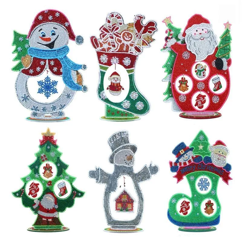 Weihnachten Diamant Malerei Dekorationen Acryl DIY Frohe Weihnachten Santa Baum Schneemann Kunst Handwerk für Home Office Desktop Ornament JNB15695