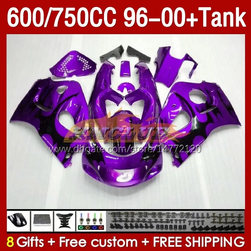 & Tank Fairings For SUZUKI SRAD GSXR600 GSXR 750 600 CC 1996-2000 156No.126 GSXR-600 GSXR750 750CC 1996 1997 1998 1999 2000 GSX-R750 600CC 96 97 98 99 00 Fairing purple flames