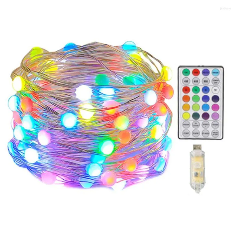 Cordes 100/200 LED RGB Smart Fairy Lights Guirlande Lumineuse De Noël Fil De Cuivre Extérieur Guirlande Scintillante USB Alimenté Avec Télécommande