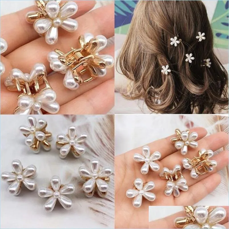 Hair Clips Barrettes Daisy Pearl Hair Clips Mini Elegant Metal Plastic Side Clip Claws Women Girl White Make Up Hairpi Dhseller2010 Dhw3L