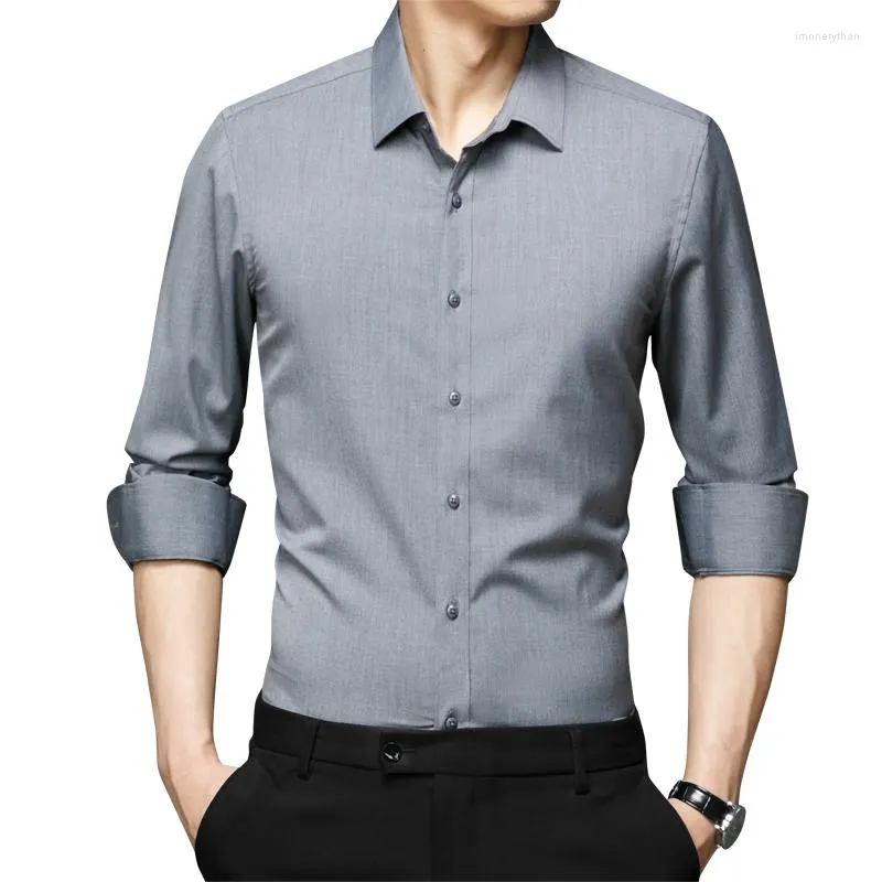 Men's Polos High Quality Long Sleeve Shirt Men 2022 Spring Autumn Fashion Business Formal Wear Chemise Solid Color Slim Male Tops