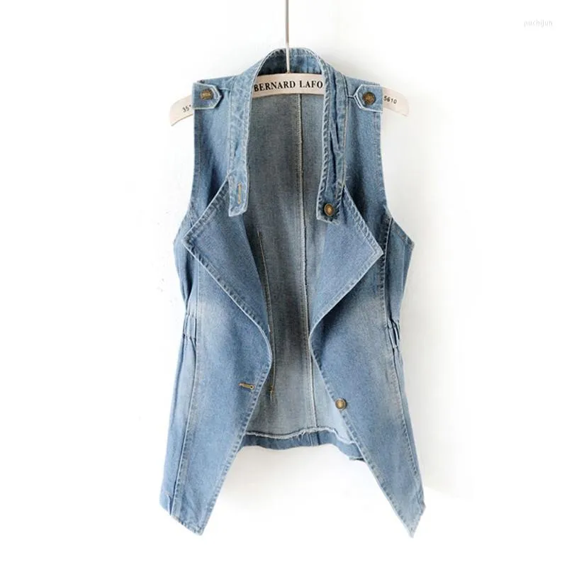 Womens Vests Plus Size Lapel Denim Jacket For Women Sleeveless