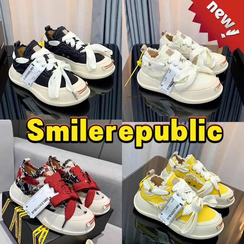 Płótno Casual Shoes Men Kobiety Smilerepublic Sr Street Chunky Sole Platform Sneaker Black Vintage MUL MULE Cream Yellow Pink Green Man Woman Treners