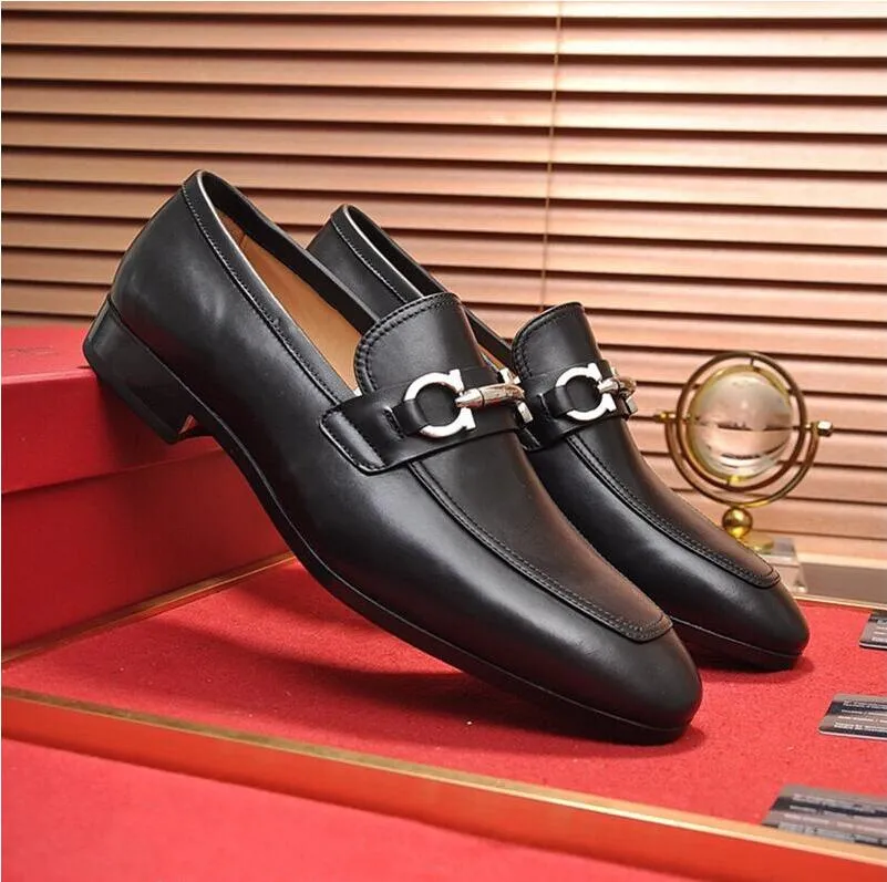 Chaussures habillées formelles de haute qualité pour les concepteurs doux hommes chaussures en cuir véritable noir bout pointu hommes affaires Oxfords décontracté 44