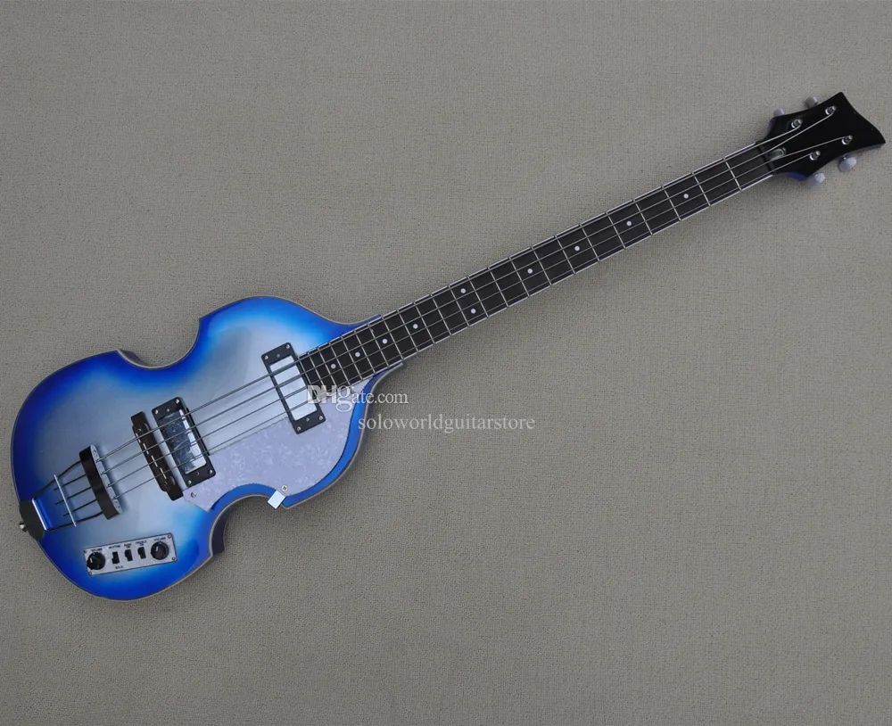 4 Strings Blue Electric Bass Guitar com branca Pickguard Rosewood Fingboard pode ser personalizado