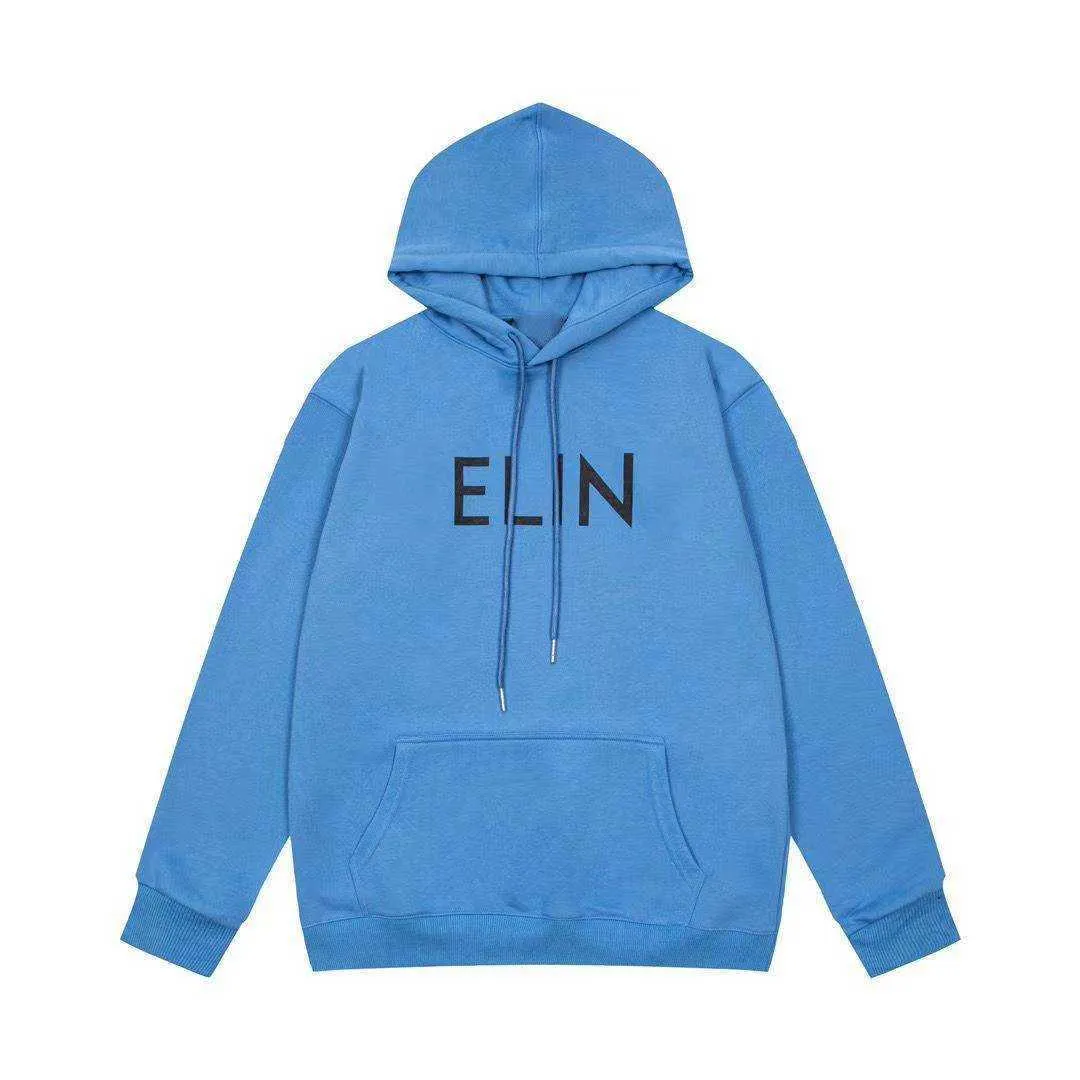 Marca de luxo celinhoodie clássico celina hoodie carta impressão masculino e feminino pulôver outono inverno alta rua solta camisola azul